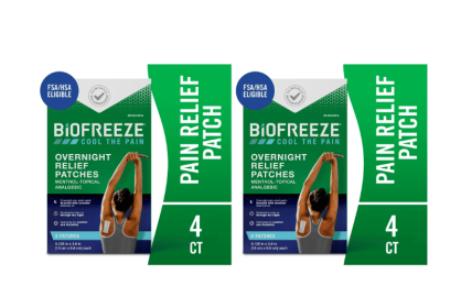(2 Pack) Biofreeze Overnight Pain Relief Patches, Back Knee Muscle Joint Arthritis Pain Relievers, 4 Count Each