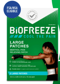 Biofreeze Pain Relief Patches, Back, Knee, Muscle, Joint, and Arthritis Pain Relievers, Menthol, 5 Count