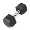 CAP Barbell 25lb Rubber Hex Dumbbell, Single Weight, Anti-Roll Design With Steel Handle For Strength Training